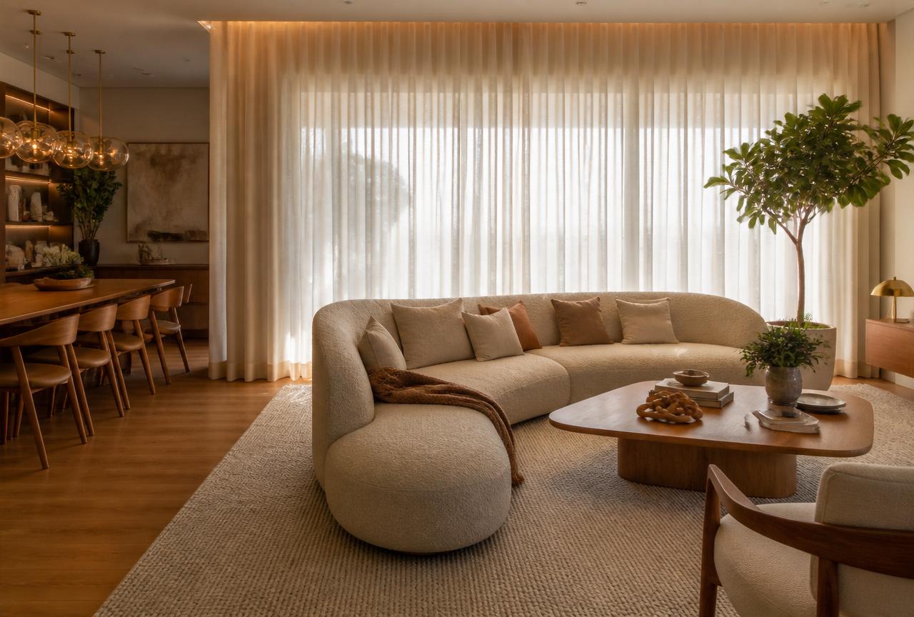 Depois — Sala de estar em apartamento de alto padrão — Porto Alegre