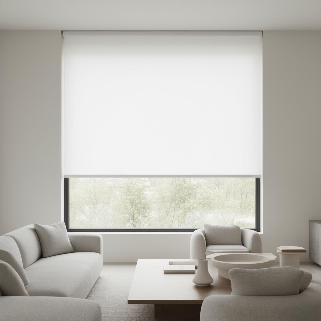 Persiana rolô em sala minimalista
